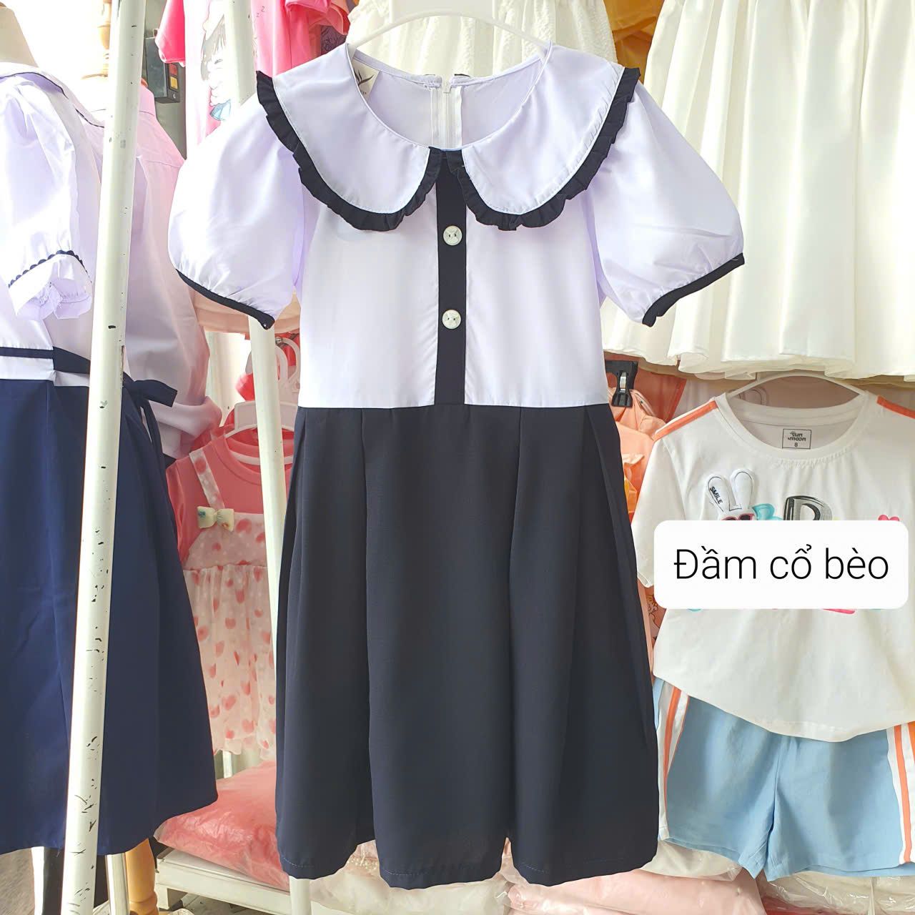  HSV01 _ Đầm học sinh, váy đồng phục bé gái tiểu học chất kate cotton mềm mại thoáng mát _ Beekids 