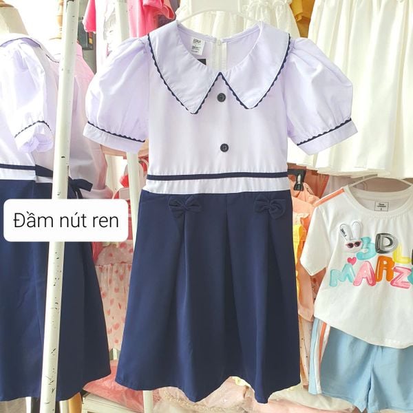  HSV01 _ Đầm học sinh, váy đồng phục bé gái tiểu học chất kate cotton mềm mại thoáng mát _ Beekids 