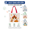  [QUÀ TẶNG KHÔNG BÁN] Tặng theo mùa - Túi Vải Canvas 4 Mùa Xuân Hạ Thu Đông Chó Mèo Đáng Yêu Hai Mặt 