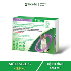NexGard COMBO - Ống nhỏ gáy phòng & trị nội, ngoại kí sinh dành cho mèo size S (<2.5kg)