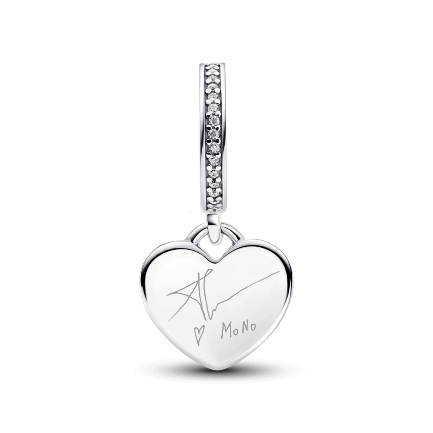 [phiên bản giới hạn] charm treo bạc trái tim - khắc chữ ký mono - Pandora
