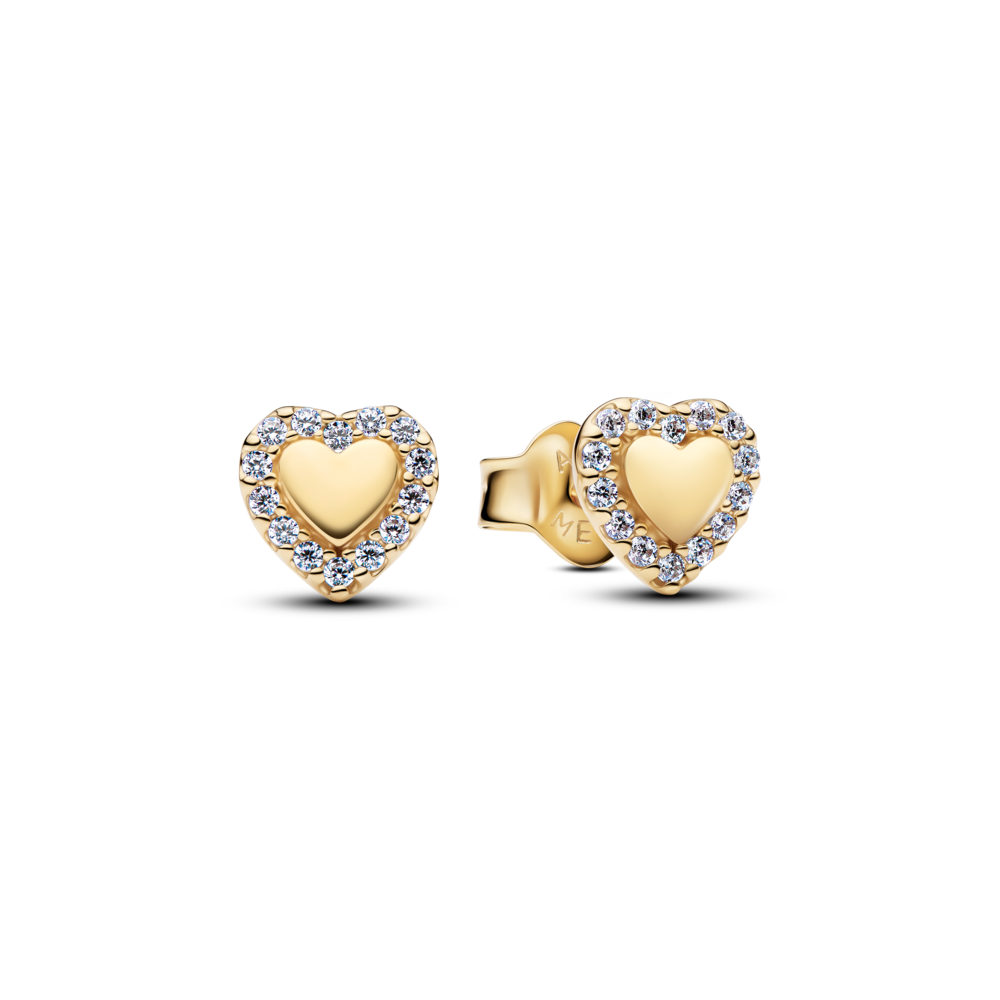 Hoa Tai Pandora Timeless Mạ Vàng 14K Trái Tim - Pandora