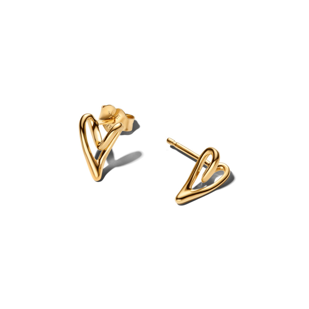 Hoa Tai Nụ Pandora Essence Mạ Vàng 14K Trái Tim - Pandora