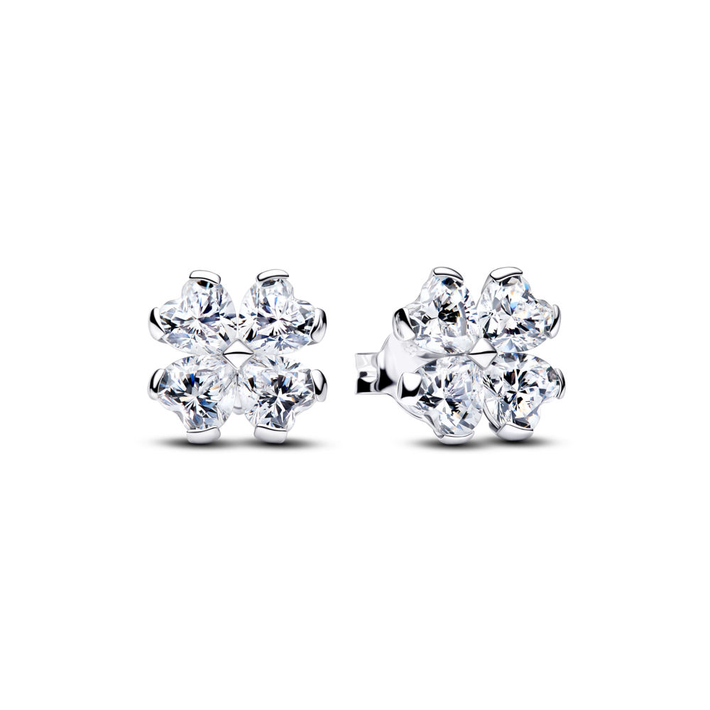 Hoa Tai Nụ Bạc Pandora Cỏ Bốn Lá Biểu Tượng Tình Yêu Và May Mắn - Pandora