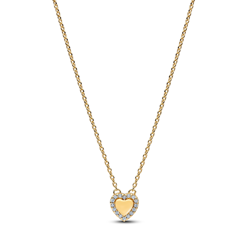 Dây Chuyền Pandora Mạ Vàng 14K Trái Tim Khắc Thông Điệp - Pandora