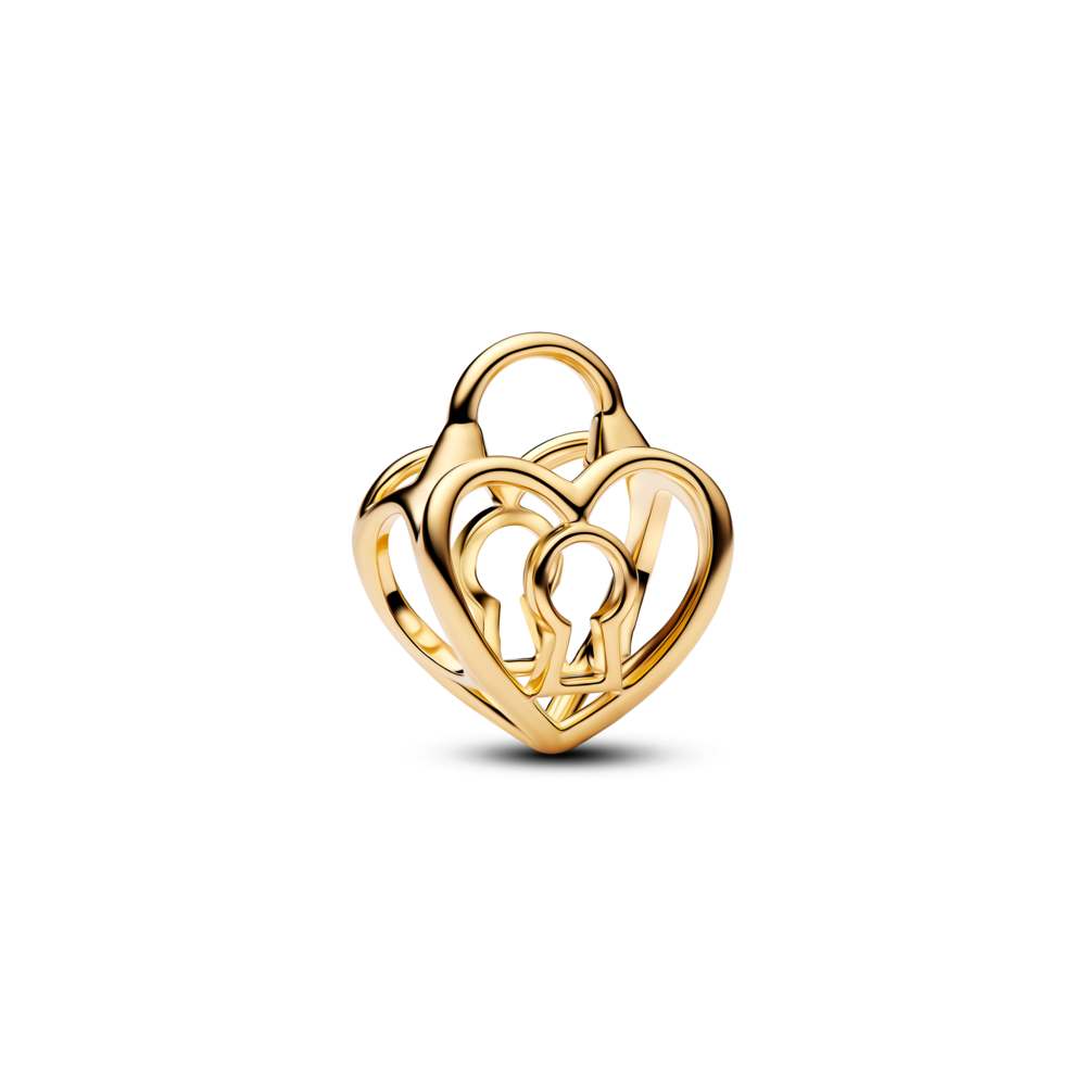 Charm pandora mạ vàng 14k khóa trái tim - Pandora