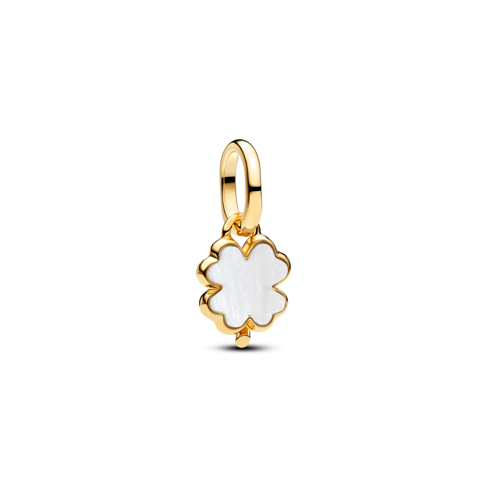 Charm Pandora Me Mạ Vàng 14k Cỏ 4 Lá May Mắn Đính Xà Cừ - Pandora