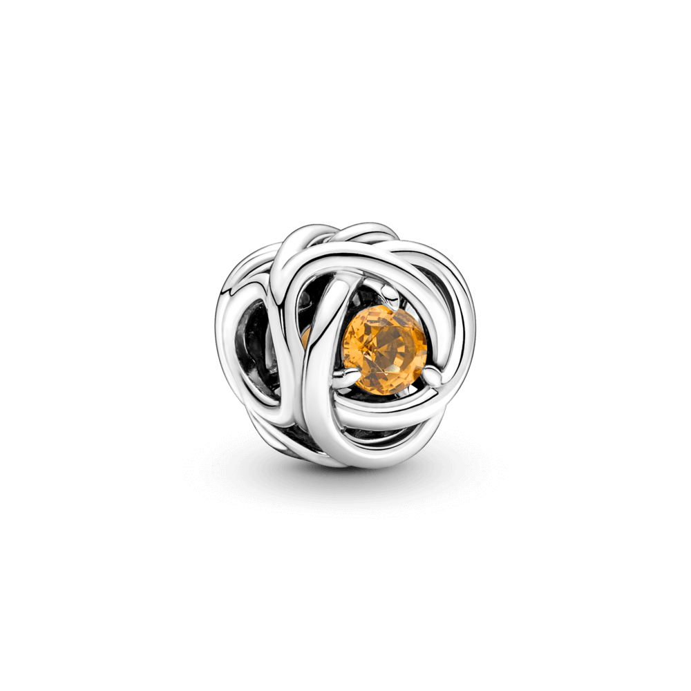 Charm Bạc Pandora Moments Đá Tháng Sinh Tháng 11 Pha Lê Cam - Pandora