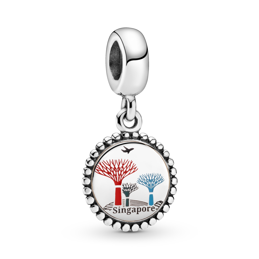 Charm Treo Pandora Bạc Hoa Tráng Men Hồng 14K - Pandora