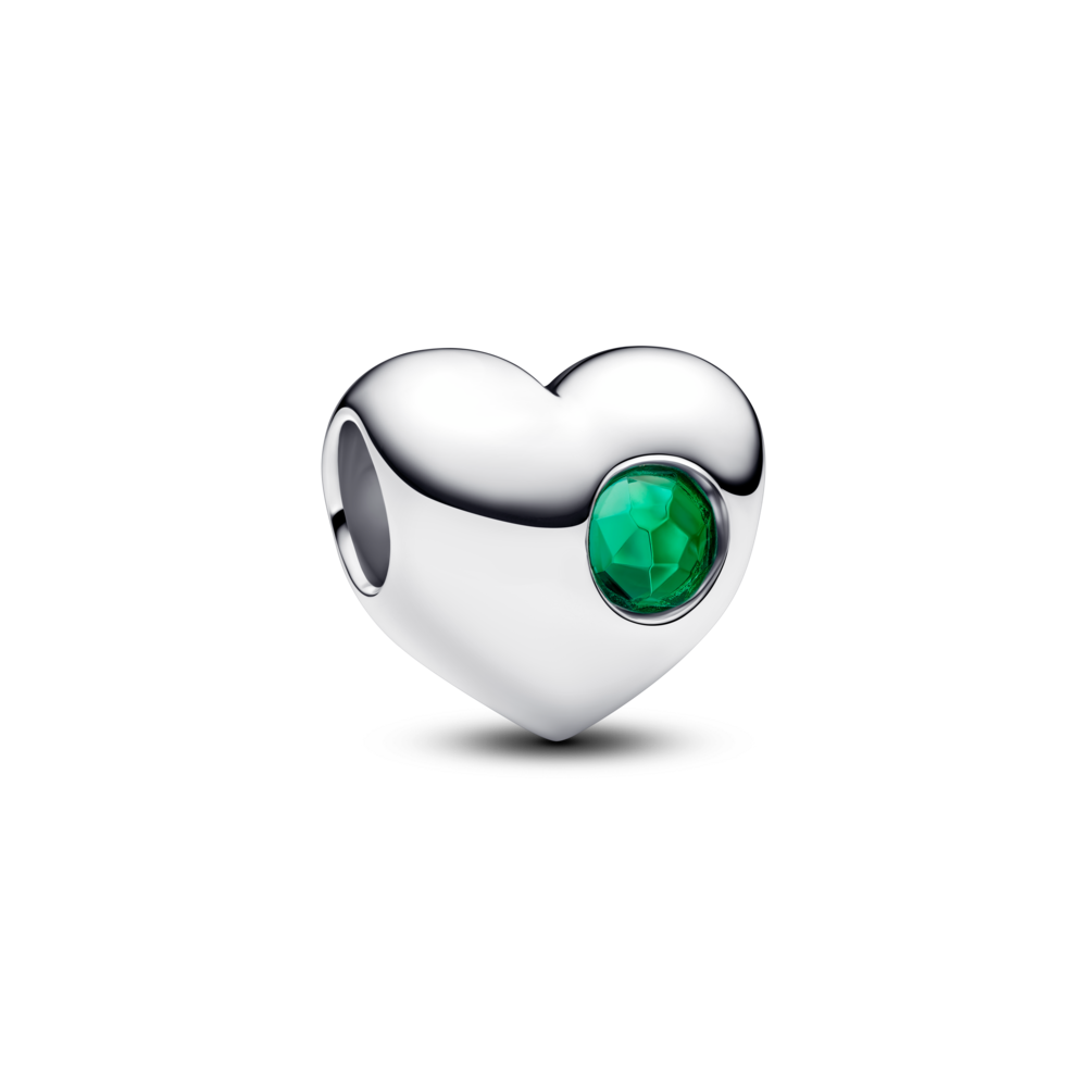 Charm Pandora Bạc Trái Tim Cá Nhân Hóa Đính Đá Xanh Lá Đậm Tháng 5 - Pandora