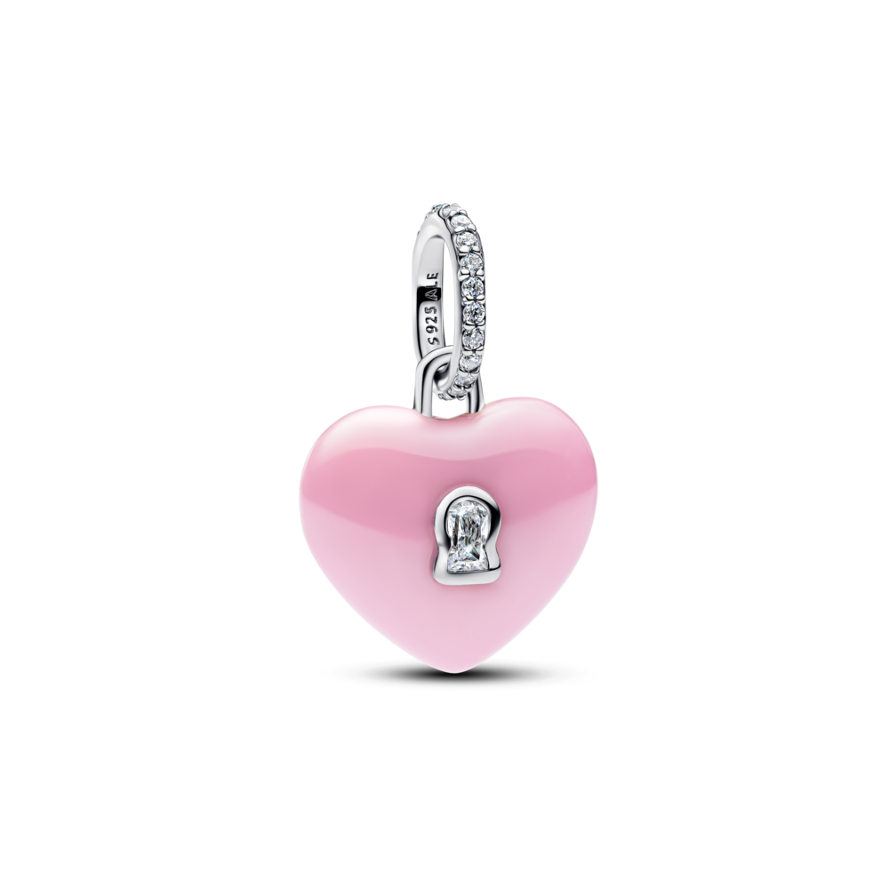 Charm Pandora Bạc Khóa Trái Tim Hồng - Pandora