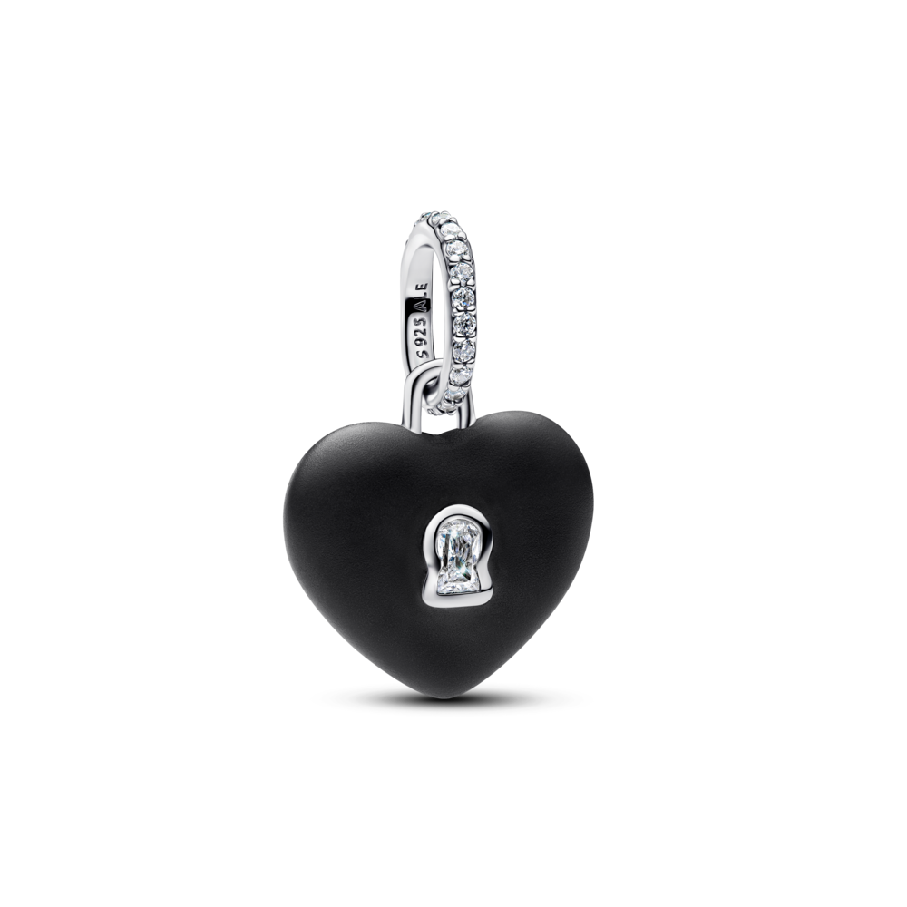 Charm Pandora Bạc Khóa Tim Đen - Pandora