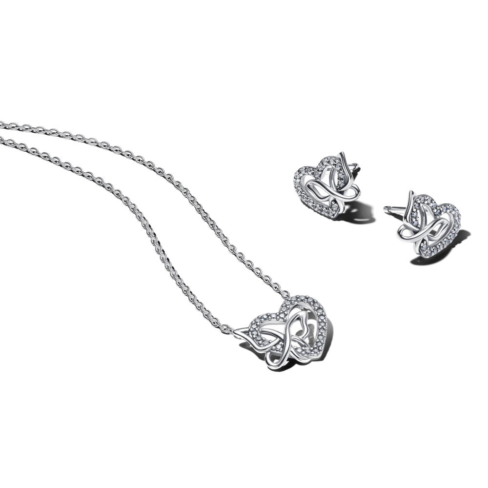 Bộ trang sức hoa tai & dây chuyền tâm hồn tự do - Pandora