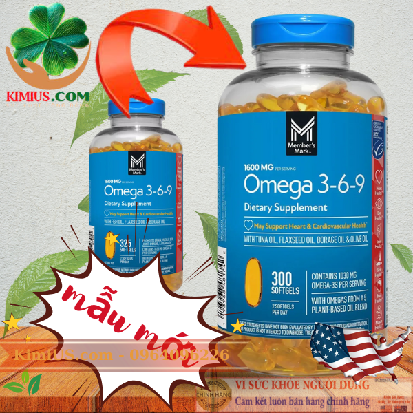  Omega 369 1600mg 300 viên - Viên uống bổ mắt, tim mạch của Mỹ 