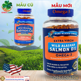  Dầu cá hồi Pure Alaska Omega-3 Wild Salmon Oil 1000mg 210 viên của Mỹ 