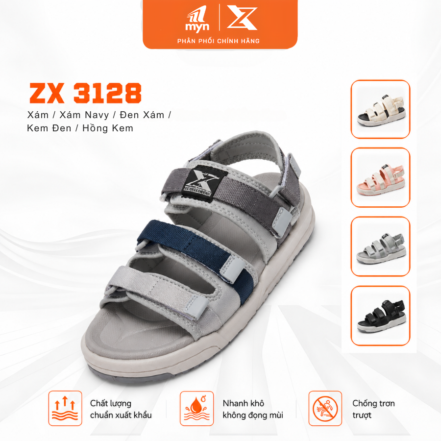 Sandal Unisex ZX 3 quai đế bệt 3128