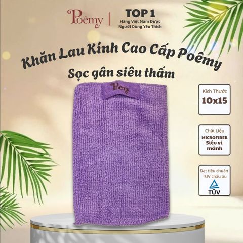 Khăn lau kính chữ nhật Poêmy sọc gân KT(10x15)
