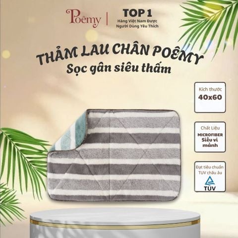 Thảm Lau Chân Microfiber Poêmy 40x60cm | Siêu Thấm Hút