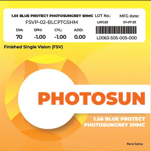  Plastic lenses 1.56 Blue protect photoSunGrey SHMC 
