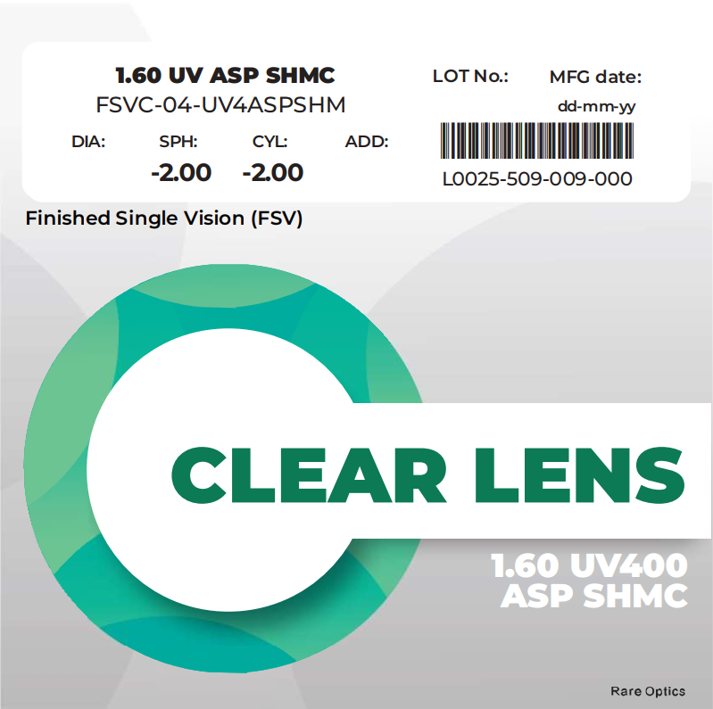  Tròng kính thuốc bằng nhựa 1.60 UV400 ASP SHMC 
