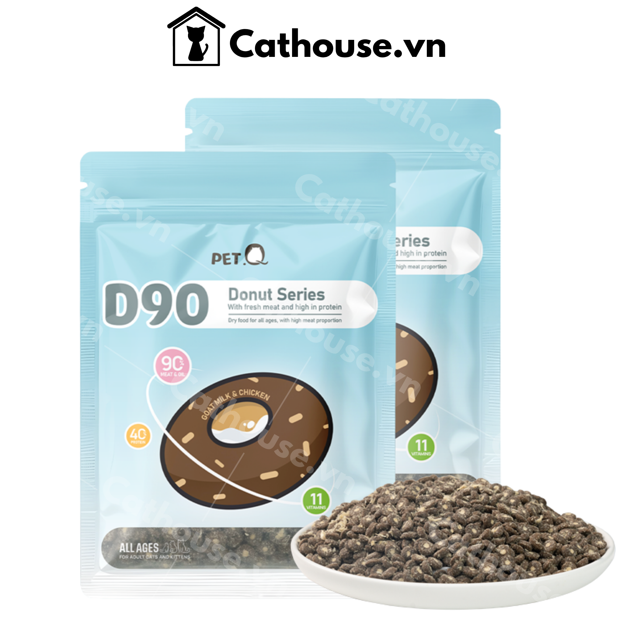  Hạt Mèo PetQ Donut D90 Mọi Lứa Tuổi 
