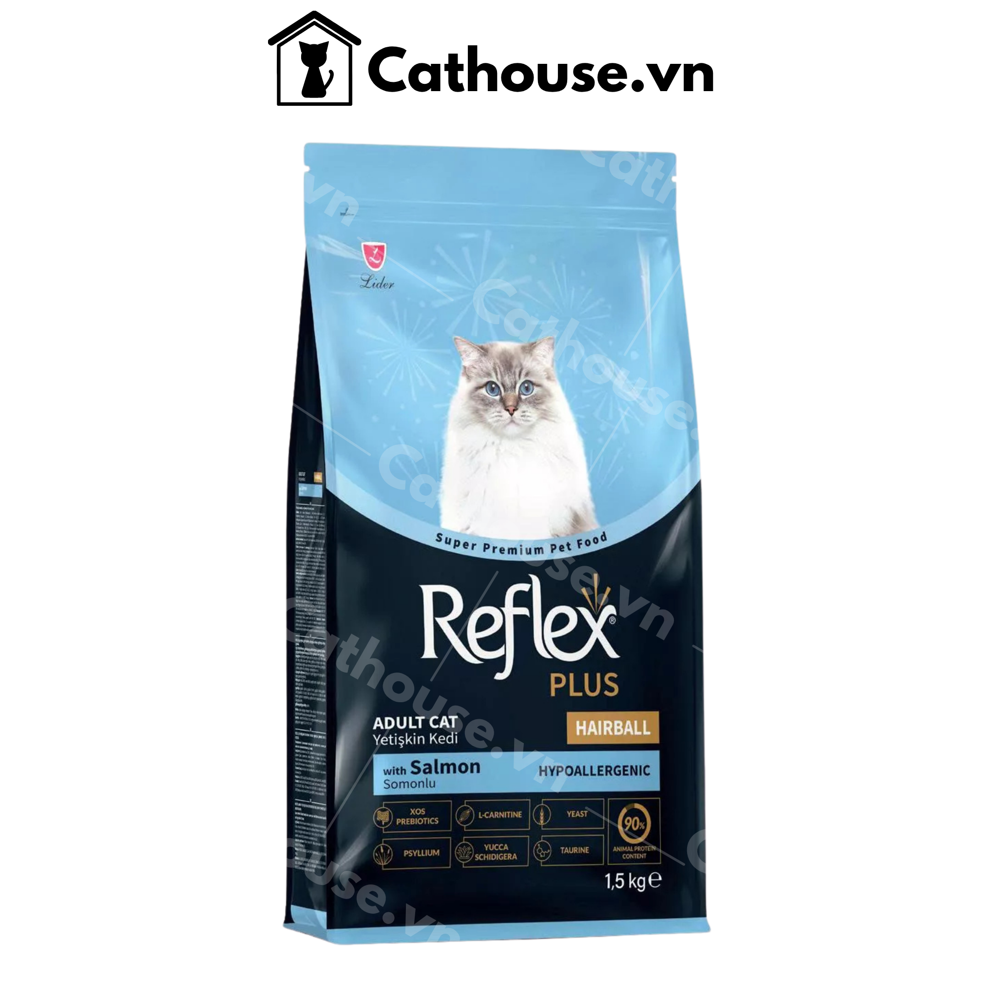  Hạt Mèo Reflex Plus HairBall Adult Salmon 1.5KG 