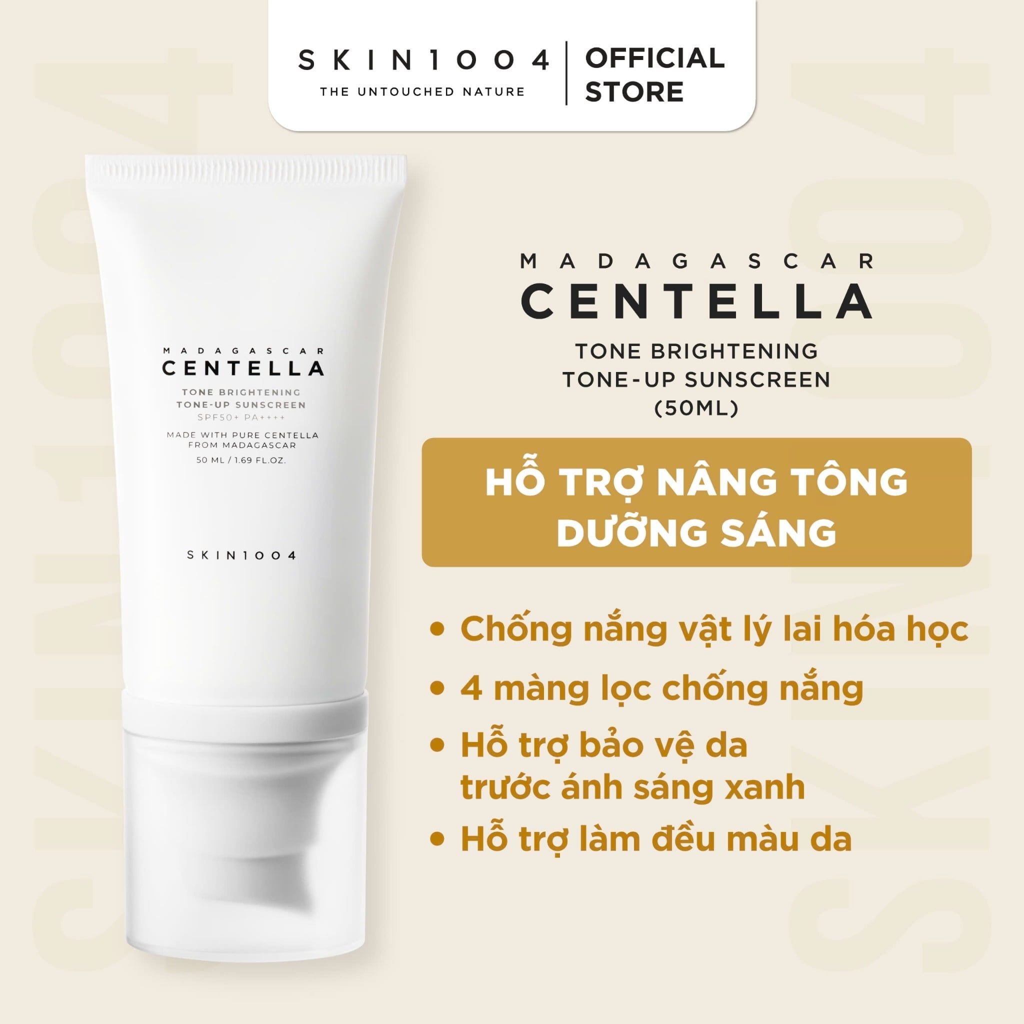  Kem chống nắng SKIN1004 Madagascar Centella Tone Brightening Tone-up Sunscreen SPF50+ PA++++ 50ml 