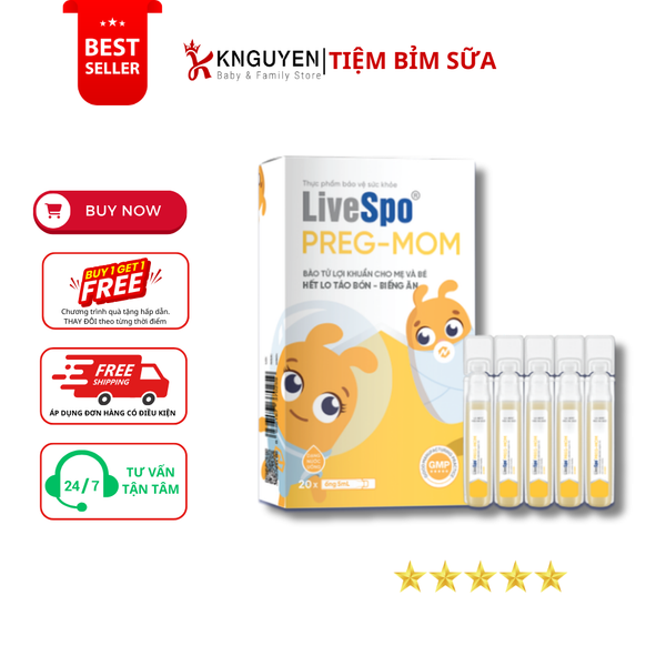  Bào tử lợi khuẩn LiveSpo Pregmom hỗ trợ tiêu hóa, táo bón cho Mẹ và Bé 