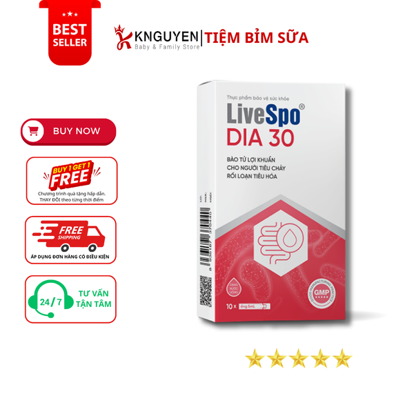  Bào Tử Lợi Khuẩn Cho Người Bị Tiêu Chảy Rối Loạn Tiêu Hoá Livespo DIA 30 (Hộp 10 ống) 