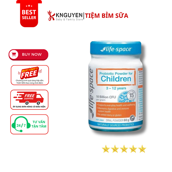  Men vi sinh cho bé Probiotic Powder for Children Life Space 60g (3-12Y) 