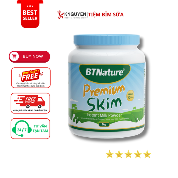  Sữa tươi tách kem dạng bột BTNature Premium - Úc (1kg) 