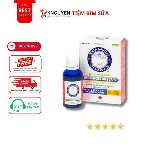  BioAmicus Omega-3 hỗ trợ não bộ và thị giác 30 ml (từ 0 tháng) 