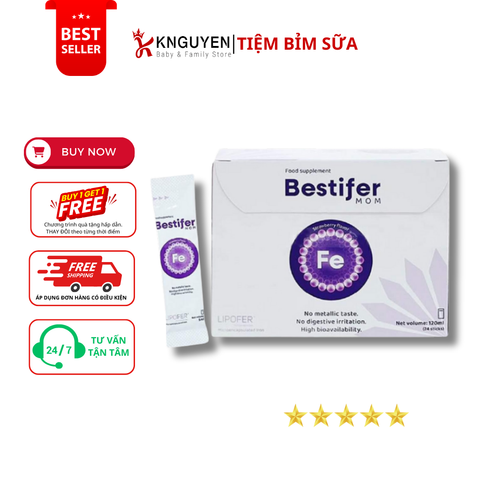  Sắt nước hướng đích Bestifer Mom cho mẹ bầu và sau sinh, hộp 24 gói 
