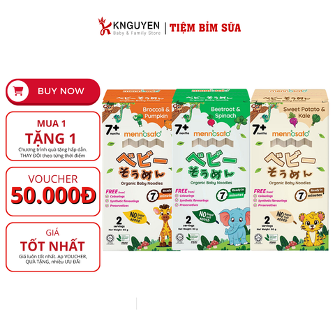  [7M+] Mì rau củ hữu cơ Mennosato 80g 