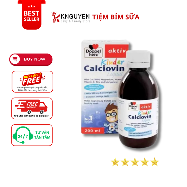  Doppelherz Kinder Calciovin Liquid - Bổ sung canxi 200ml 
