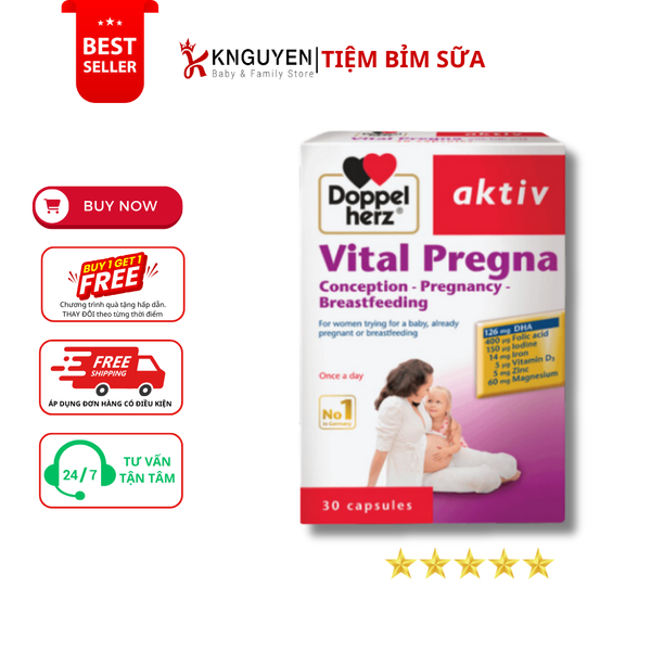  Vital Pregna Doppelherz - Bổ Sung Vitamin Khoáng Chất Cho Mẹ Bầu (30 Viên) 