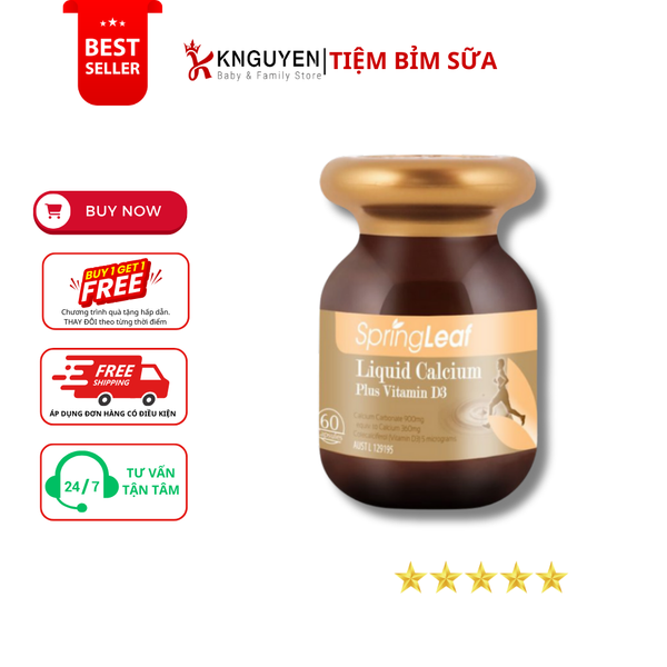  Viên Uống Bổ Sung Canxi & Vitamin D3 Spring Leaf - Úc (60 viên) 
