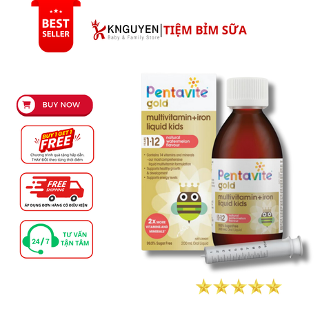  Vitamin Tổng Hợp Pentavite Gold Cho Bé 1-12 Tuổi 200ml 