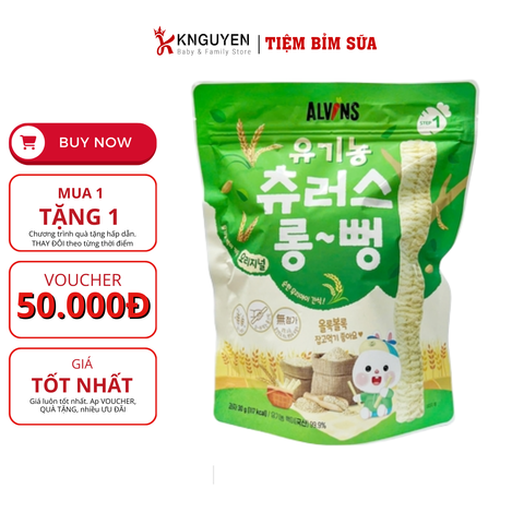  Bánh gạo ăn dặm hữu cơ cho bé dạng thanh Alvins 30g 