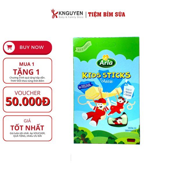  [ 1Y+] Phô mai que Arla Kids Sticks Cheese 108g (6 thanh) 
