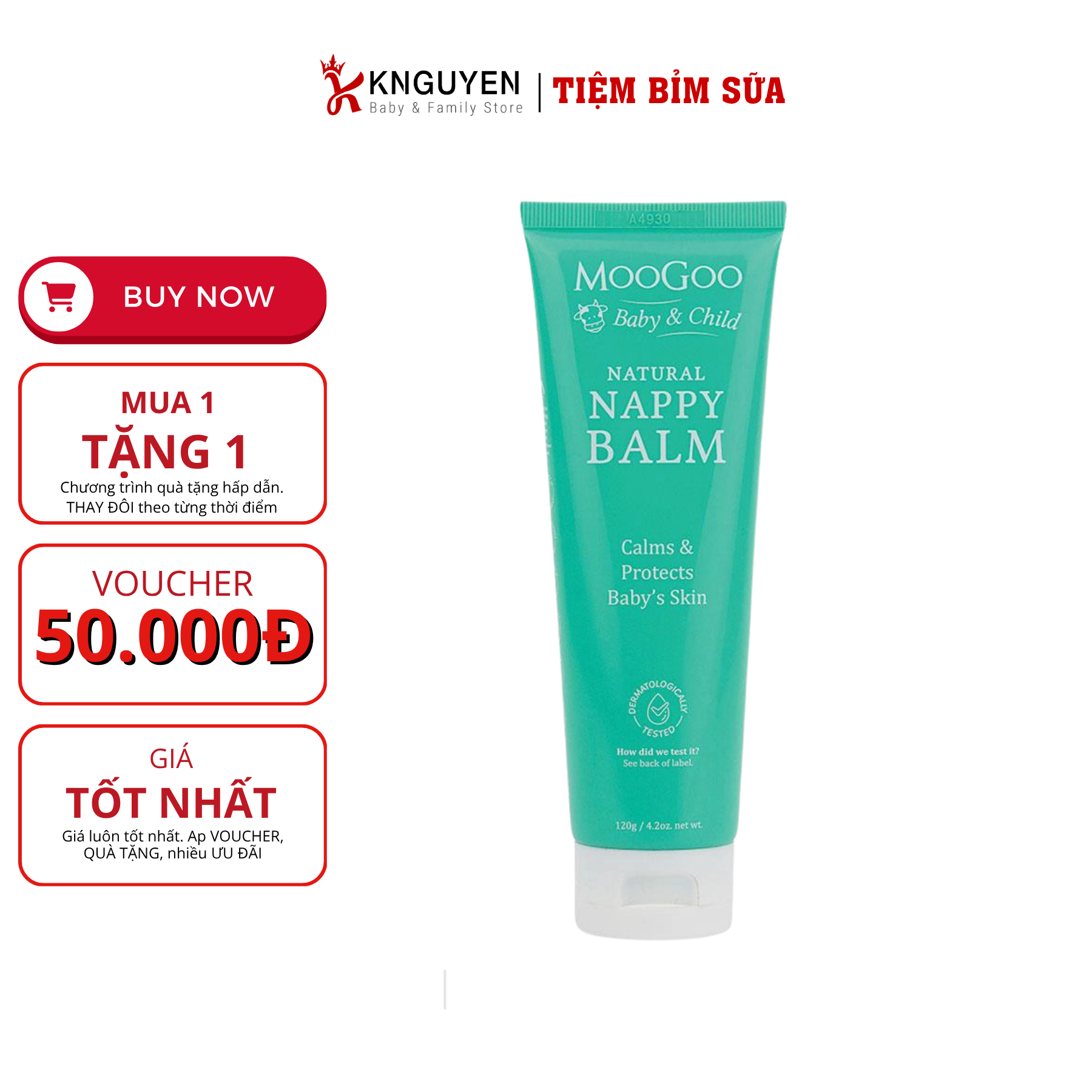  [0M+] Kem hăm 2in1 chống & trị hăm thuần chay MooGoo (120g) 