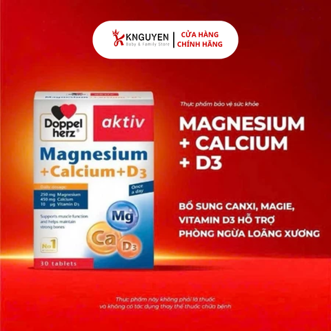  Thuốc Magnesium + calcium+d3 Doppelherz 30 viên 