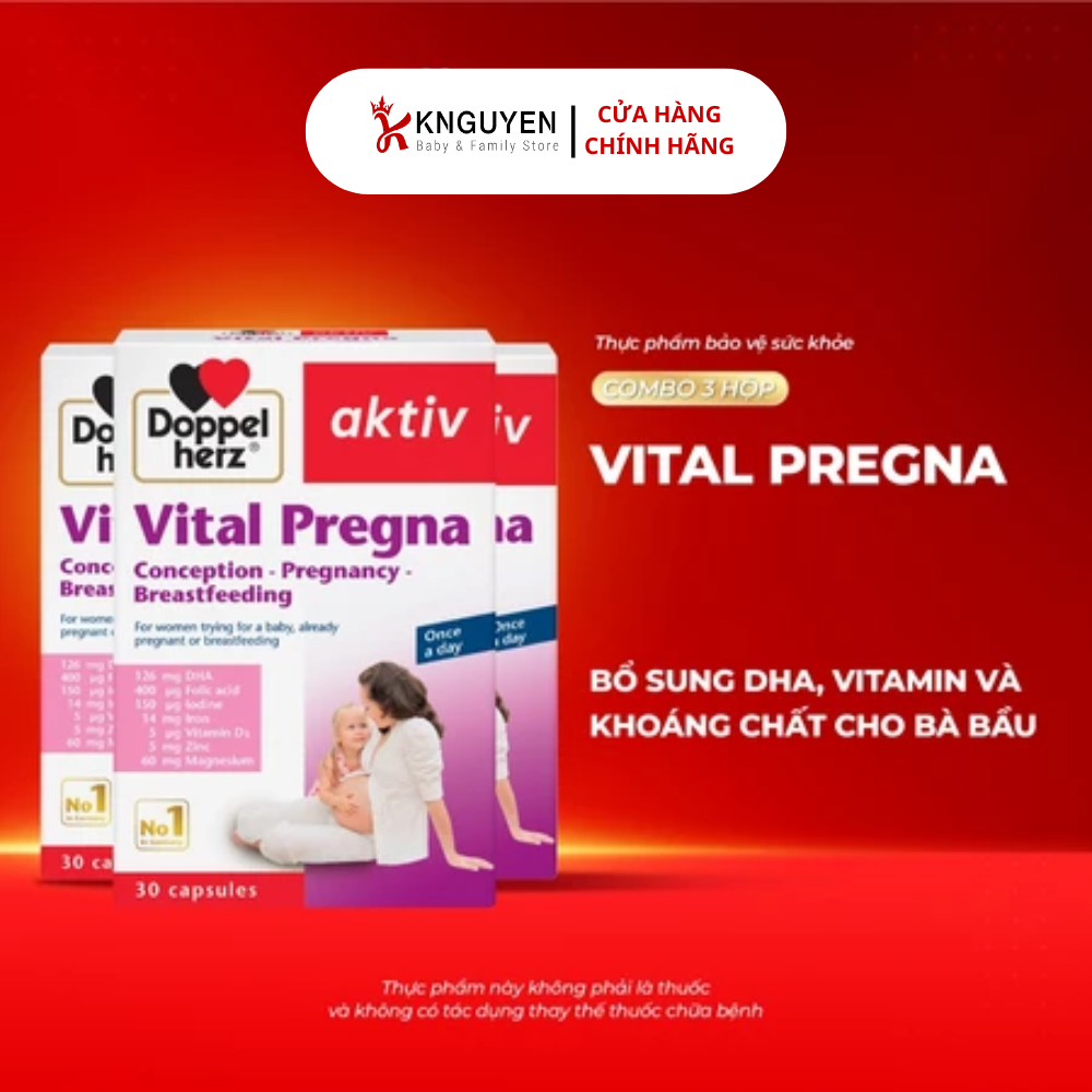  Vital Pregna Doppelherz - Bổ Sung Vitamin Khoáng Chất Cho Mẹ Bầu (30 Viên) 