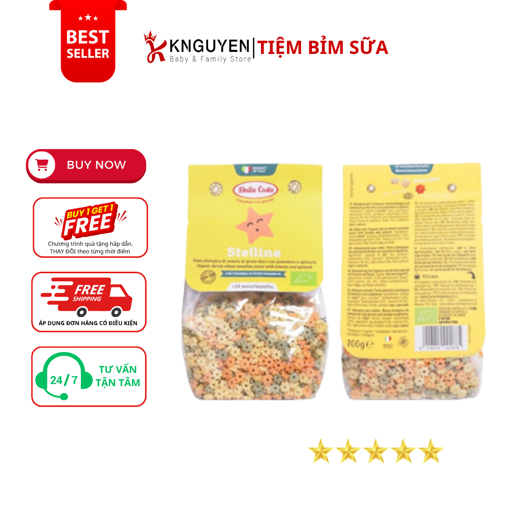  [10M+] Nui Sao Rau Củ Hữu Cơ Dalla Costa (200g) 