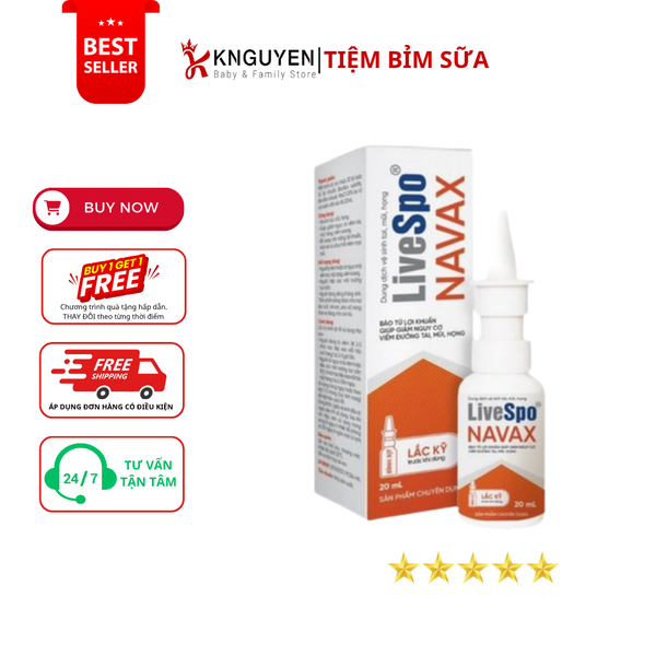  Bình xịt vệ sinh tai, mũi, họng LiveSpo Navax - 20ml 