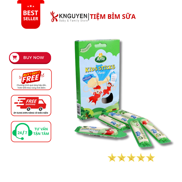  [ 1Y+] Phô mai que Arla Kids Sticks Cheese 108g (6 thanh) 