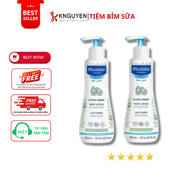  Lotion Dưỡng Thể Da Thường Mustela Hydra Bebe Body Lotion 300ml 