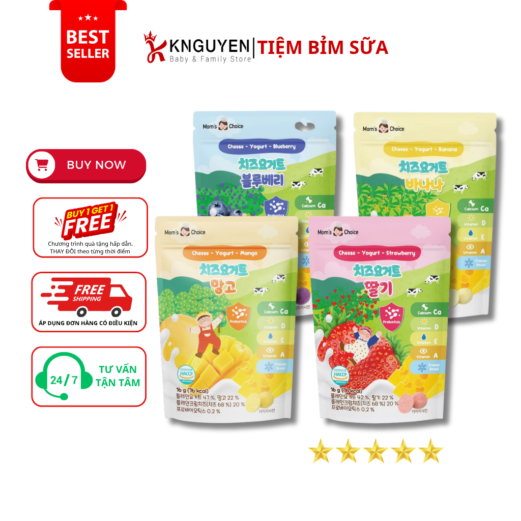  [6M+] Phô Mai Sữa Chua Sấy Lạnh Mom's Choice 16g 