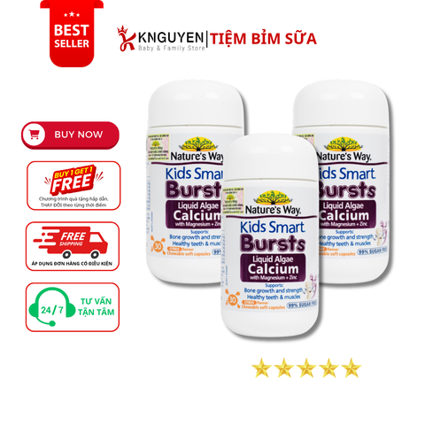  Nature's Way Kids Smart Bursts Liquid Algae Calcium With Magnesium + Zinc (30 viên) 
