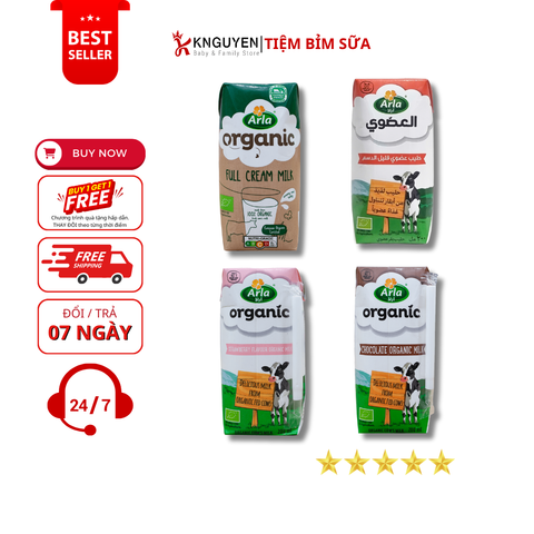  Sữa tươi tiệt trùng Organic Arla nguyên chất - Đan Mạch (200ml) 